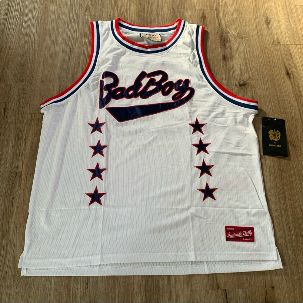 NWT Bad Boy Records Jersey Smalls 72 Biggie Smalls Invisible Bully White 3XL New